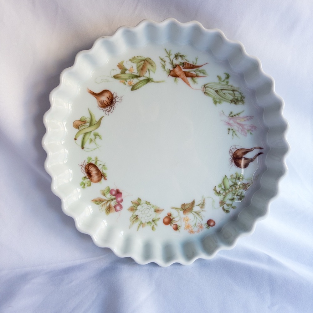 Pillivuyt France Vegetable Tart Dish Fluted Porcelain 9” Quiche Pie Pan
